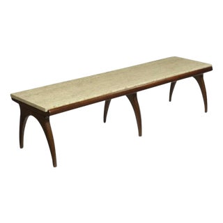 Travertine Top Coffee Table Attributed to Bertha Schaefer C. 1960 For Sale