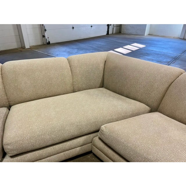 Vintage Mid Century Modern Milo Baughman Style Chrome Base 3 Piece Sectional Sofa For Sale In Boston - Image 6 of 8