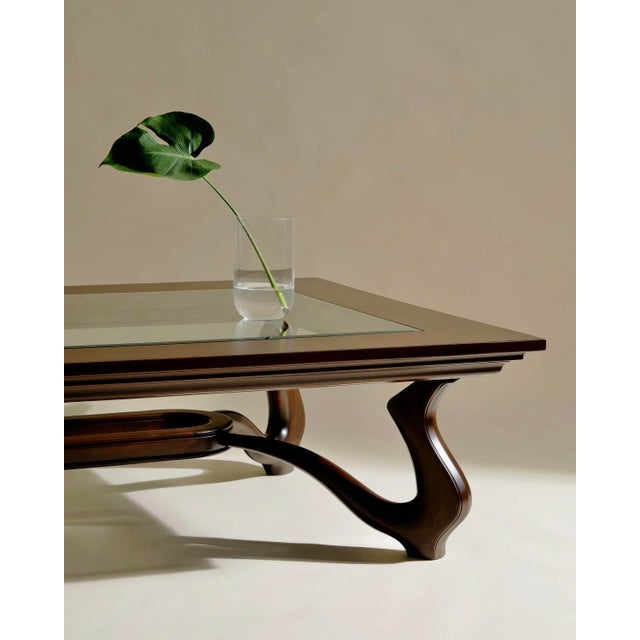 Sculptural Stained Walnut and Glass Coffee Table by Michael Maximo For Sale - Image 4 of 10