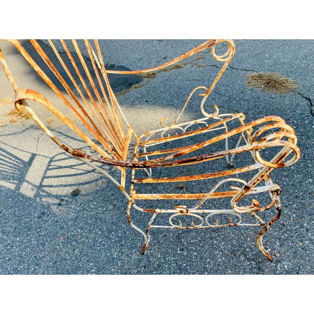 Early 20th Century Vintage Wrought Iron Outdoor Garden Chair, Attributed For Sale - Image 5 of 10