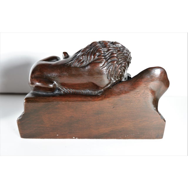 1940s 1940s Lions of Lucerne Carved Mahogany Bookends - a Pair For Sale - Image 5 of 9