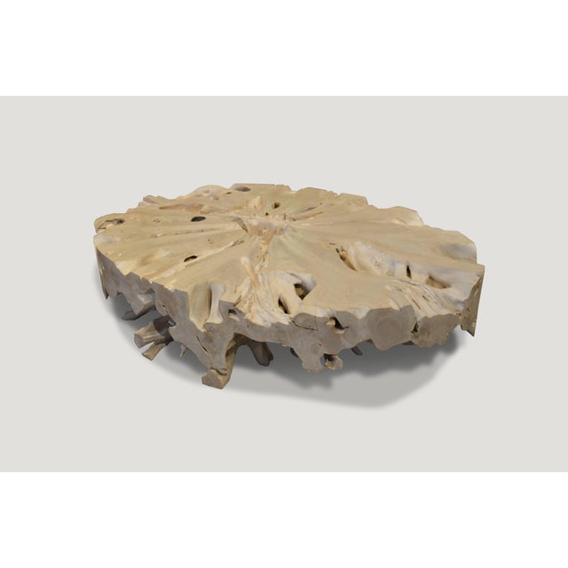 2010s Andrianna Shamaris St. Barts Oval Teak Wood Coffee Table For Sale - Image 5 of 6