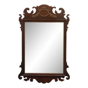 1940s George II Style Oxford Mahogany Scroll Ear Mirror