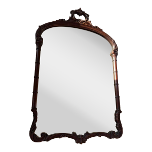 Antique Rococo-Style Hand Carved Mahogany Wall Mirror