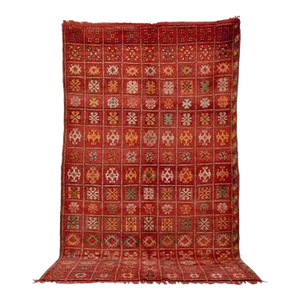 Vintage Moroccan Red Tribal Berber Handmade Wool Rug 6 X 10