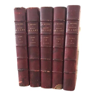 Antique Leather French Art History Books - Histoire De l'Art - Set of 5 For Sale