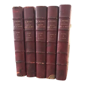 Antique Leather French Art History Books - Histoire De l'Art - Set of 5