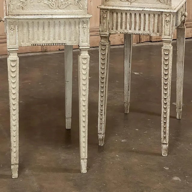 Ecru Pair 19th Century Country French Louis XVI Painted Nightstands For Sale - Image 8 of 13