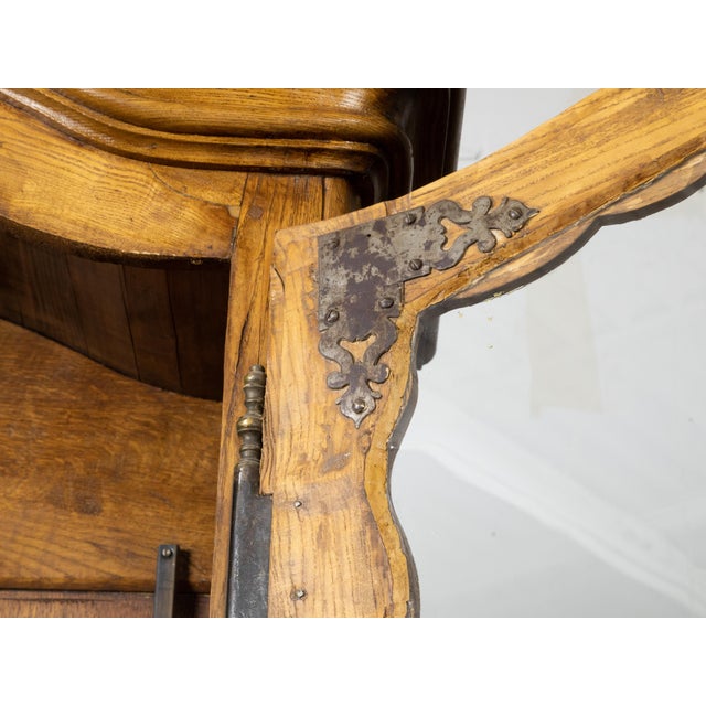 French Chapeau de Gendarme 19th Century Carved Elm Cabinet with Glass Doors For Sale - Image 12 of 12