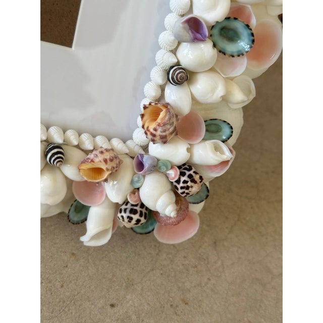 White Coastal Handmade Seashell Picture Frame For Sale - Image 8 of 10
