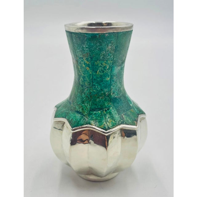 Vintage Emilia Castillo Silver & Malachite Vase, Mexican Silversmithing For Sale In Los Angeles - Image 6 of 13