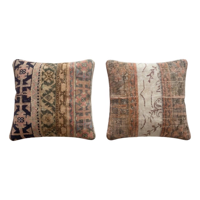 Tribal Oushak Rug Pillow Cover 24'' X 24'' - Set of Two For Sale
