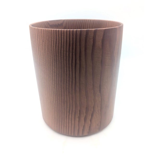 Kalmar Vintage Carved and Lathed Wood Cylinder Bowl For Sale - Image 4 of 12