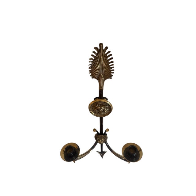 Mid 20th Century Pair of Neoclassical Versace-Style Brass Medusa and Lion Head Sconces For Sale - Image 5 of 10