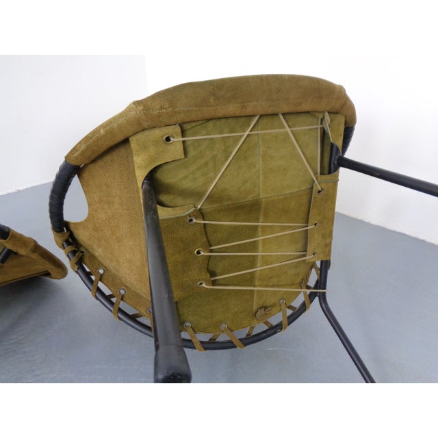 Olive Green Suede Balloon Chair from Lusch, Germany, 1960s For Sale - Image 14 of 16