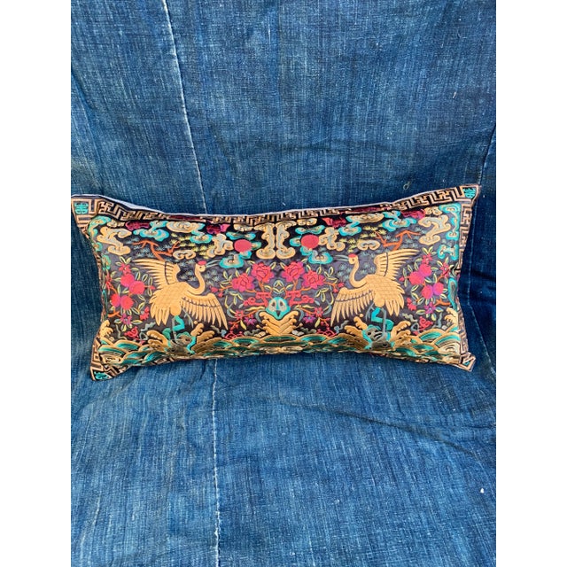 Hollywood Regency Black, Turquoise & Gold Asian Chinoiserie Boudoir Pillow For Sale - Image 10 of 10