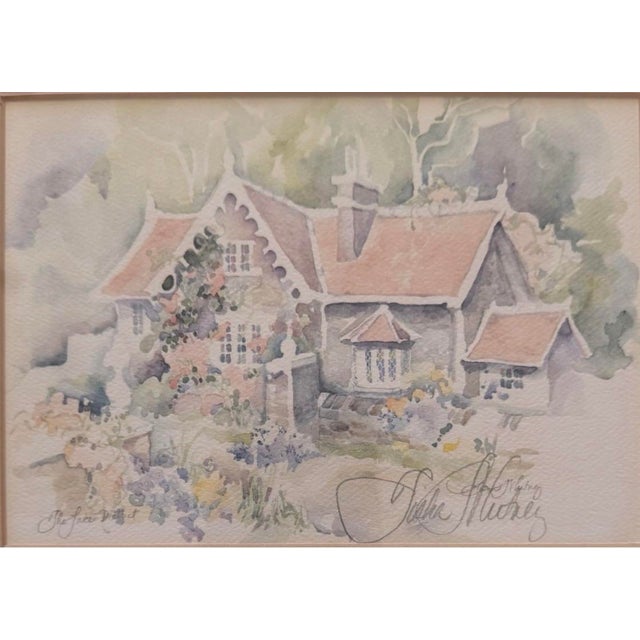 Pair of 1980s Tisha Whitney Framed Victorian Coastal Watercolors For Sale - Image 4 of 10