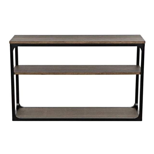Mid-Century Modern NOIR Novie Console, Small, Black Iron with Dark Walnut For Sale - Image 3 of 6