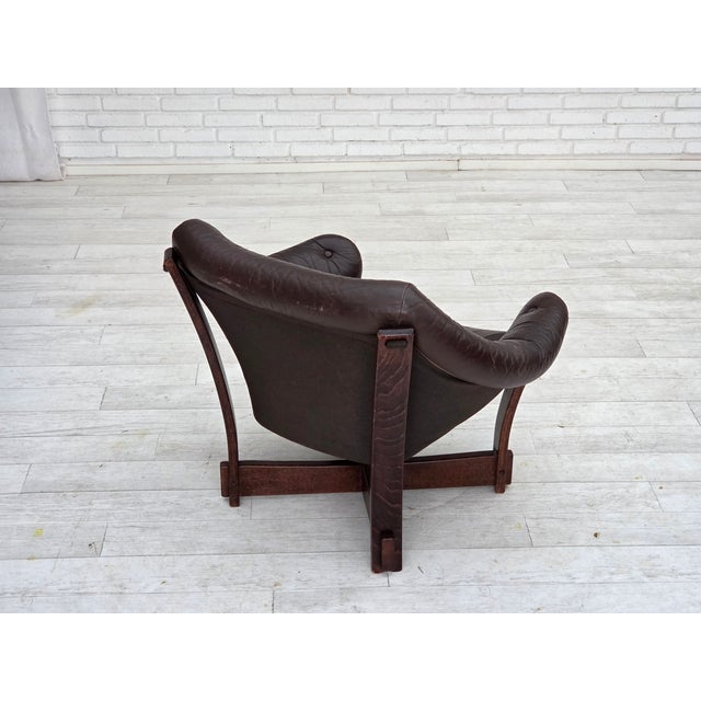 Scandinavian Lounge Chair in Furniture Leather and Oak, 1970s For Sale - Image 15 of 18