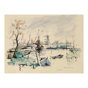 1950s Gerard Nyland Holland Watercolor