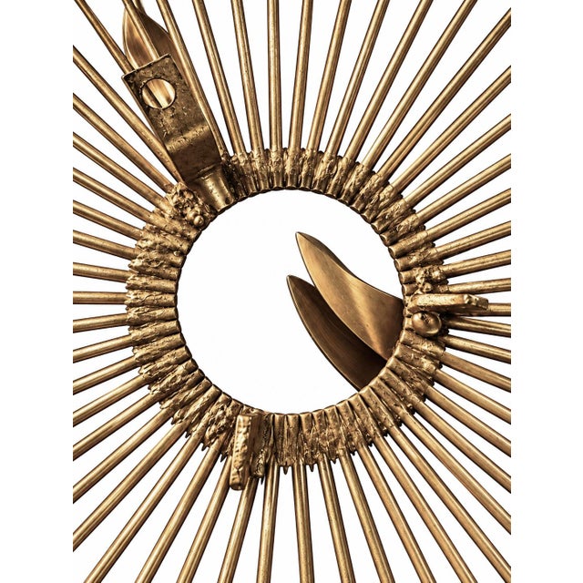 Gold 1970s Mid-Century Modern Brutalist Sunburst Bird Wall Sculptures – Exceptional Matching Pair in the Style of Curtis Jeré For Sale - Image 8 of 17