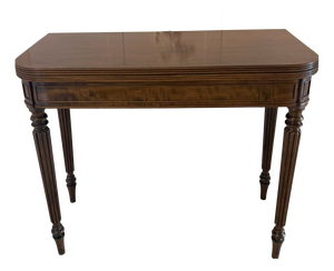 George III Mahogany Reeded Legs Fold Over Top Hall Card Console Table by Gillows, 1780