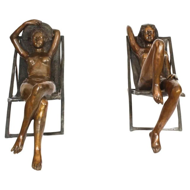 Large Sunbathing Ladies in Bronze, 1980s, Set of 2 For Sale - Image 11 of 11