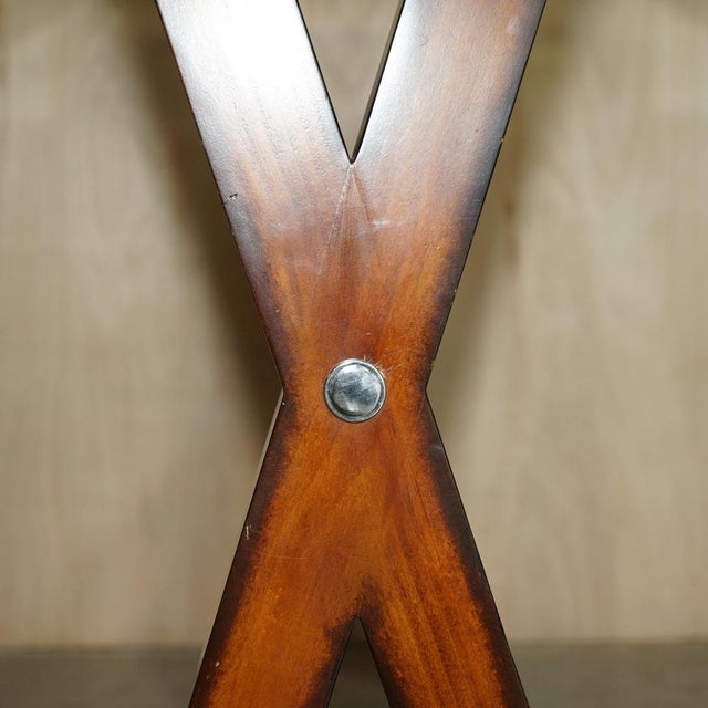 Chrome Tipped X Framed Console Table in Beech and Glass For Sale - Image 12 of 15