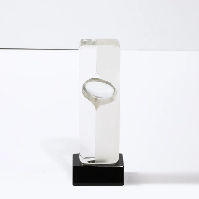 Mid-Century Totem Form Sculpture in Glass W/ Lacquered Base Signed Pierre Dinand For Sale - Image 10 of 12