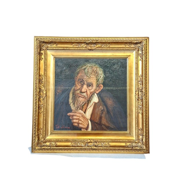 1980s Tullio Grassi, Man with Pipe, 1980, Oil on Canvas, Framed For Sale - Image 5 of 12