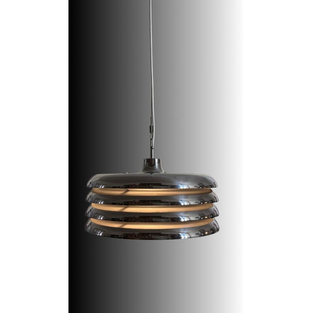 Large Space Age Chrome Pendant Lamp by Tamàs Borsfay, Hungary, 1970s For Sale - Image 10 of 10