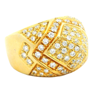 Vintage Italian 18k Gold Pavé Diamond Dome Ring, 1.75 Carats, Size 6