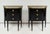 Pair of Ebonized French Marble-Top Petite Commodes With Brass Gallery For Sale - Image 13 of 13