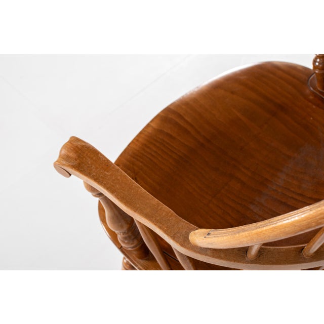 Brown Vintage Windsor Armchair in Solid Wood, 1960s For Sale - Image 8 of 14