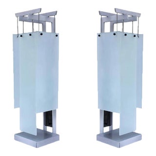 1990s George Kovacs Architectural Aluminum Table Lamp - Pair For Sale
