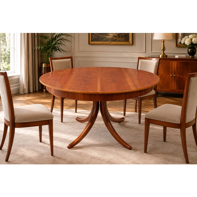 Mid-Century Round Walnut Table, Germany, 1950s For Sale - Image 11 of 11