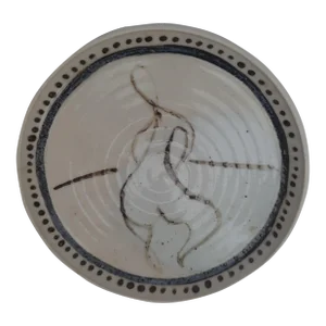 Modernist Hand Painted Studio Pottery Ceramic Wall Art Plate, Attributed to Dave Streeter