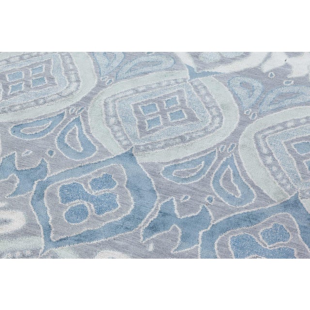 Modern Contemporary Blue-Grey Mandorla Rug by Doris Leslie Blau For Sale - Image 3 of 7