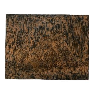 Handmade Wood Block Mushroom Art For Sale