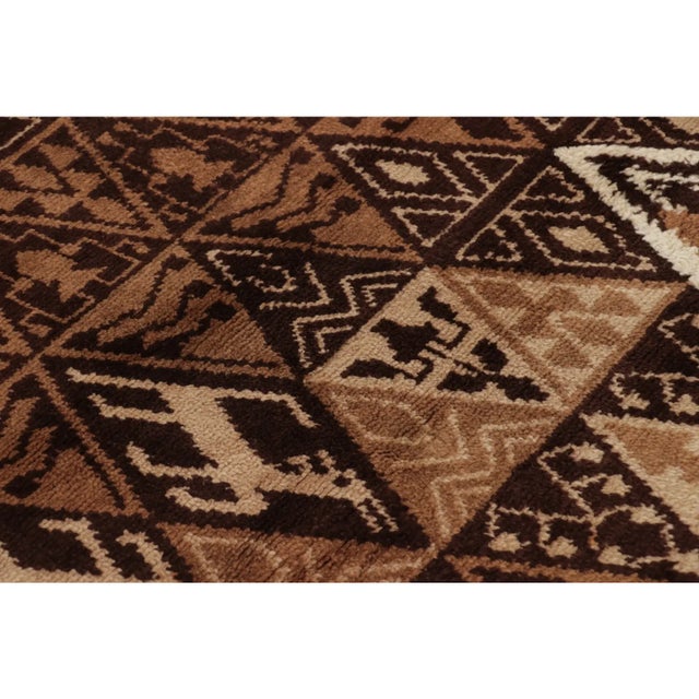 Vintage French Geometric Brown & Beige Wool Pictorial Rug by Rug & Kilim, France For Sale - Image 9 of 11