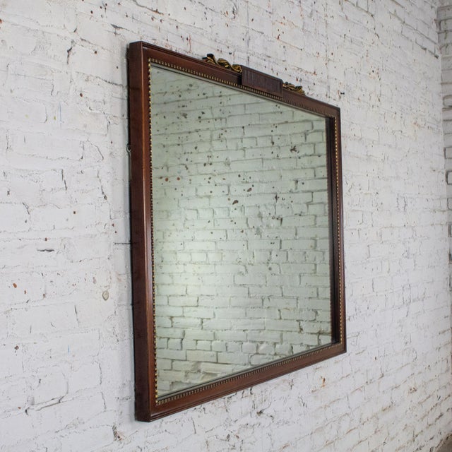 Brown 20th Century Traditional or Regency Style Rectangular Wall Mirror Walnut Tone & Gilded Details For Sale - Image 8 of 17