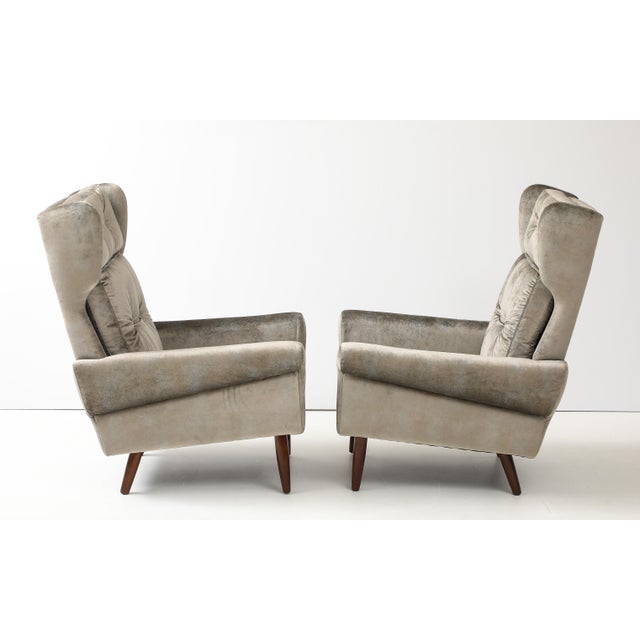 1960s Svend Skipper High Back Lounge Chairs in Barbara Barry Couture Fabric For Sale - Image 5 of 12
