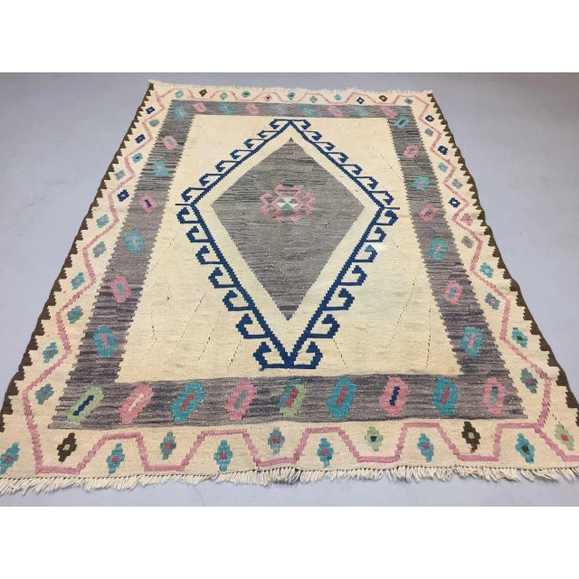 Vintage Turkish Wool Kilim Rug For Sale - Image 10 of 10