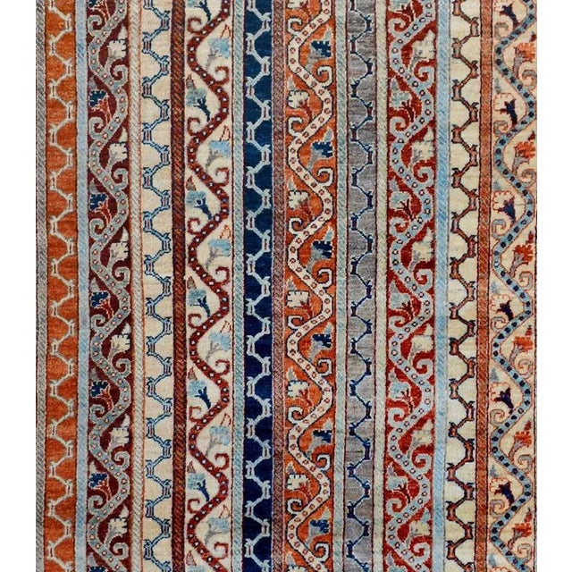 1990s Shabby Chic Rustic Shawl Red/Blue Wool Rug - 5'7" X 8'2" For Sale In New York - Image 6 of 8