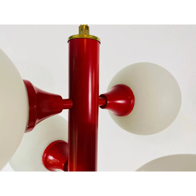 Red Kaiser Midcentury Red 4-Arm Space Age Chandelier, 1960s, Germany For Sale - Image 8 of 10