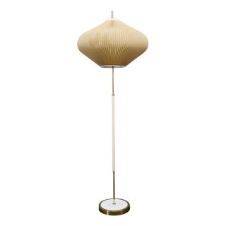 Mid-Century East German Floor Lamp with Pleated Shade, 1970s For Sale