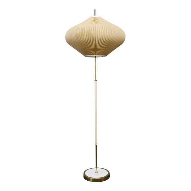 Mid-Century East German Floor Lamp with Pleated Shade, 1970s For Sale