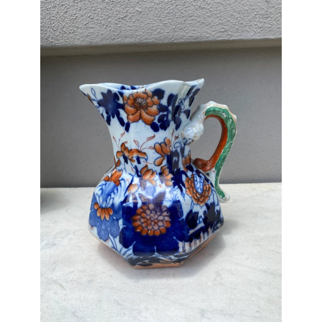 19th Century Ironstone Mason Snake Handle Pitcher Imari Pattern For Sale In Austin - Image 6 of 6