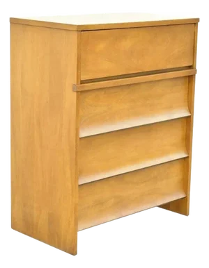 Johnson Carper Mid Century Modern Walnut Formica Top 4 Drawer Chest Dresser