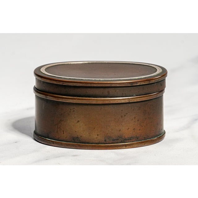 Arts and Crafts Antique Heintz Arts Bronze Sterling Silver Desk Stamp Box For Sale - Image 4 of 11